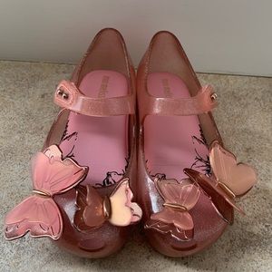 Mini Melissa pink butterflies shoes size 10